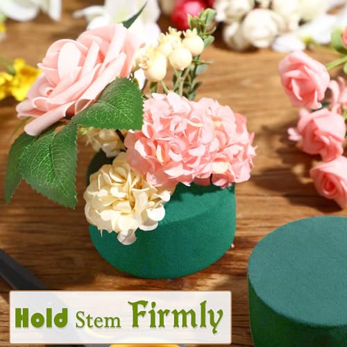 4Pcs Floral Foam Round SUPKING 3.2" Green Wet Dry Flower Foam Blocks Florist Plant Foam for Artificial and Fresh Flower Arrangement