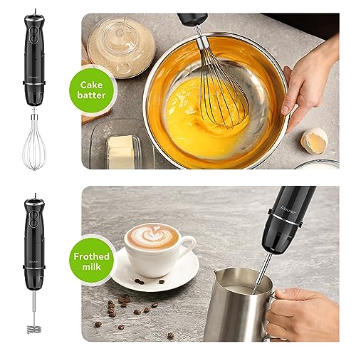 Immersion Blender Handheld, 800W Scratch Resistant Hand Blender, Abuler 5 in 1 Emulsifier Blender Mixer, BPA-Free 12 Speed Stick Blender, Beaker, Chopper, Whisk, Frother, for Soup, Sauce (Black)