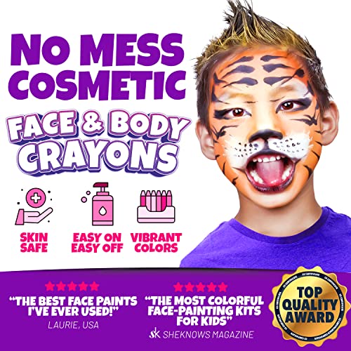 Blue Squid Face Paint Crayons for Kids - 18pcs XL Non-Toxic, Washable Body Paint Crayons - Our Face Painting Kit Makeup Sticks are Easy to Use, Safe for Sensitive Skin and Perfect for a Kids Party