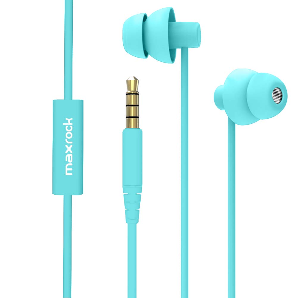 MAXROCK Sleep Earbuds,Ultra Soft Lightweight Sleep Earphones Headphones with Volume Control and Mic for Insomnia, Side Sleeper, Snoring, Air Travel, Meditation & Relaxation (Acid Blue)