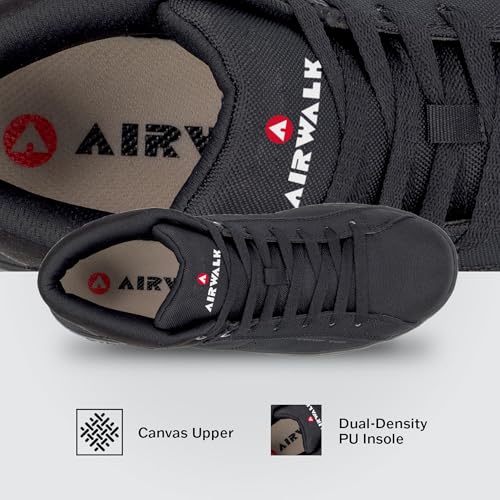 Airwalk Deuce Composite Toe Shoes for Men - Lightweight Work Safety Sneakers - Non-Slip, Electrical Hazard Resistant, Black/Black, 9 Medium