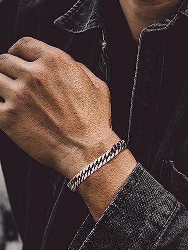 Bandmax Mens Stainless Steel 8MM Chunky Cuban Chain Bracelets for Women Hip Hop Punk Style -7.48"