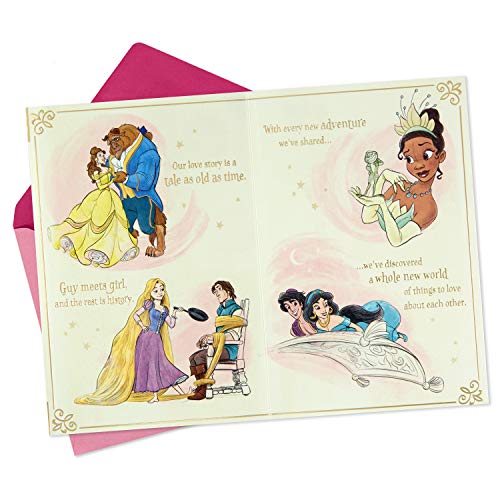 Hallmark Disney Valentines Day Card for Husband, Wife, Boyfriend, Girlfriend (Our Fairy Tale) Anniversary Card, Love Card