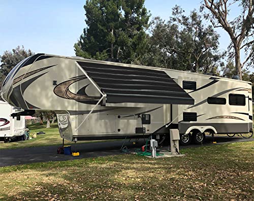 Leaveshade RV Awning Fabric Replacement Camper Trailer Awning Fabric Super Heavy Vinyl Coated Polyester 20'3''(Fit for 21' Awning)- Blue Wave