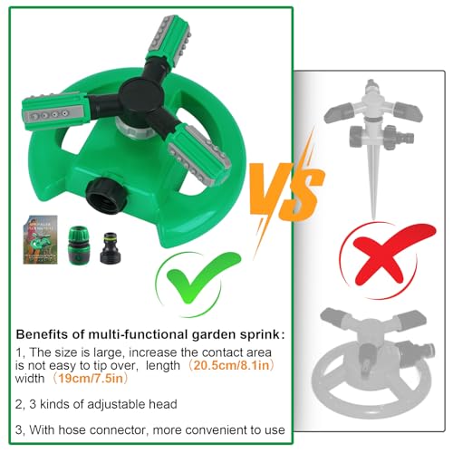 Hinastar Lawn Sprinkler, Automatic Garden Water Sprinkler, Upgrade 360 Degree Rotation Irrigation System, Large Area Coverage, Sprinkler for Yard, Lawn, Kids and Garden-1Pack（Light Green）