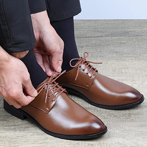 Handshop 3 Pairs Dress Shoe Laces for Men, Replacement Shoelaces for Dress Shoes, Waxed Round Shoe Strings for Women’s Oxford Shoes and Chukka(Dark Grey, 27.4")