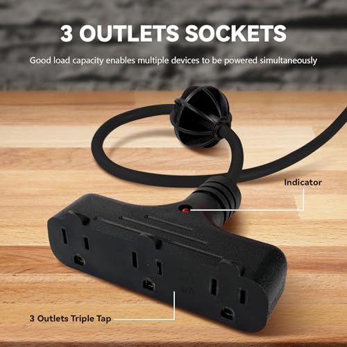 GREATIDE Retractable Extension Cord Reel, 16/3 SJTW Power Cord 30 Ft with 3 Electrical Outlets and 10 Amp Circuit Breaker, Ceiling or Wall Mount, Metal Plate, UL Listed, Grey