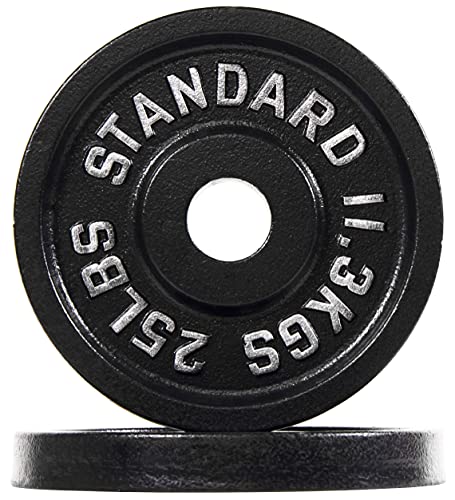 BalanceFrom Powergainz Olympic 2-Inch Cast Iron Plate Weight Plate for Strength Training and Weightlifting,Black POG-2INSTD-5X2