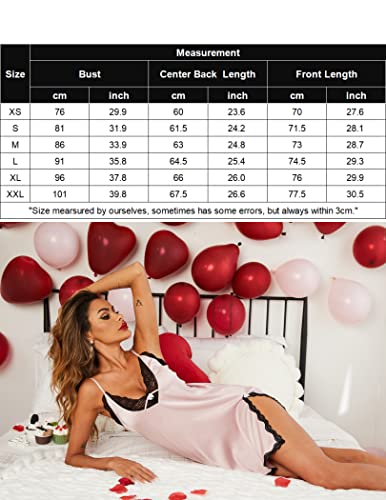 Ekouaer Nightgown Satin Lingerie Sleeveless Sleep Dress Babydoll Nightie Slip Chemise White flower,XX-Large