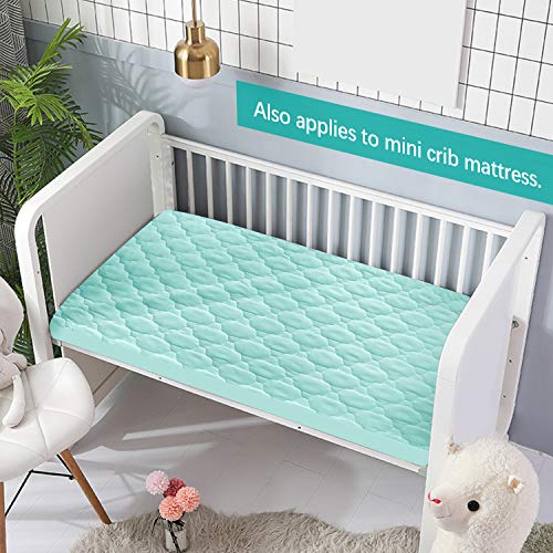 Mini Crib Mattress Protector Sheets Fitted Waterproof Mini Crib Mattress Pad Cover, Noiseless & Machine Wash 100% Absorbent Mini Crib Mattress Protector Sheet Quilted, Gray, 38" x 24"