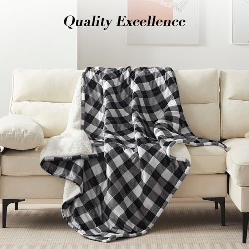 Westinghouse Electric Throw Heated Throw Blanket, Soft Flannel to Sherpa Heating Blanket with 6 Heating Levels & 2 to 10 Hours Heating Time Settings, Fast Heating, Machine Washable, Black 50x60 Inches