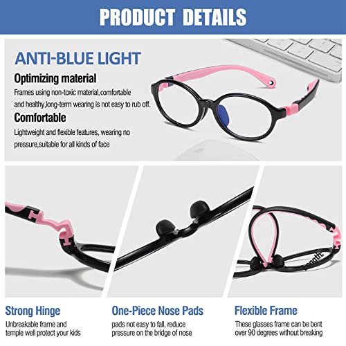 DUCO Blue Light Blocking Glasses for Kids Boys Girls Gaming Computer Glasses for Kids Age 5-10 K026