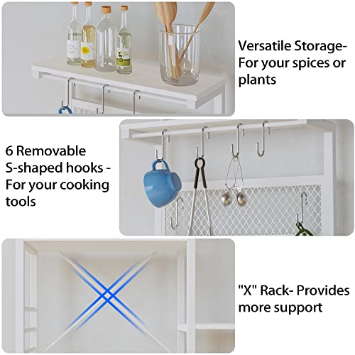 IRONCK Bakers Rack, Microwave Stand with Power Outlet, Industrial Coffee Bar with Wire Drawer for Kitchen, Living Room Easy Assembly, Space-Saving, Vintage Brown