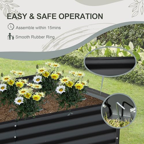 Domi Galvanized Raised Garden Bed, 6x3x1Ft Thickening Metal Planter Box for Vegetables Bottomless for Backyard Outdoor, 1" Deep w/ 128 Gallon Capacity - Dark Gray