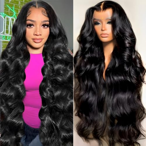 oveflect 16 Inch 13x6 Lace Front Wigs Human Hair 200 Density Body Wave HD Lace Front Wigs Human Hair Pre Plucked Natural Color Glueless Wig 100% Virgin Human Hair Lace Front Wigs for Women