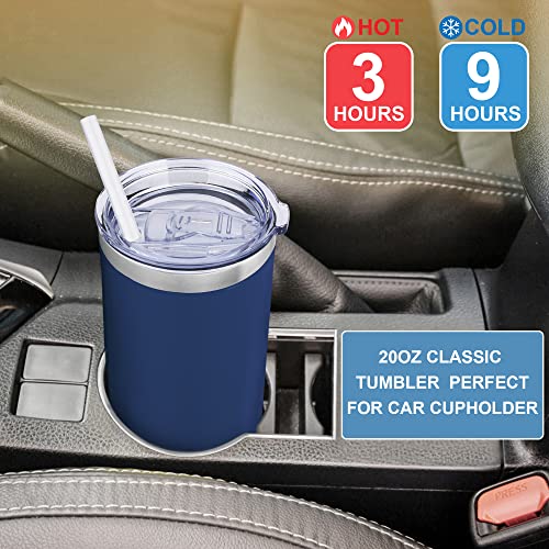 CIVAGO 20oz Tumbler with Lid and Straw, Stainless Steel Vacuum Insulated Coffee Tumbler Cup, Double Wall Powder Coated Travel Mug (White, 4 Pack)