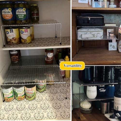 Homics Set of 2 Kitchen Cabinet Organizer Shelves, Stackable Organizer and Storage for Cabinet Cupboard, Expandable Shelf Risers Plate Rack with Anti-slip Plastic Liner