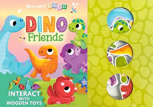 Little Hippo Books Dino Friends | Interactive Toddler Books with Wooden Toys for Kids | Dinosaur Board Books & Kids Books | Dinosaur Baby Book and Baby Toy