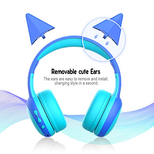 gorsun Kids Bluetooth Headphones with Microphone,Toddler Wireless Headsets with 85dB Volume Limited Hearing Protection,Stereo Over-Ear Headphones for Boys and Girls (Blue)