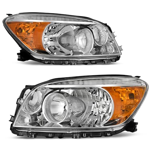 AUTOSAVER88 Headlights Assembly Compatible with 2006 2007 2008 RAV4 06-08 Headlamps Replacement Pair (Driver and Passenger Side) Chrome Housing Vehicle Light Assembly