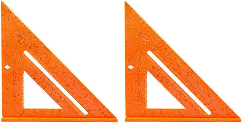 Swanson Tool Co T0118 8 inch Orange Composite Speedlite Speed Square Layout Tool, Made of High Impact Polystyrene (Pack of 2)