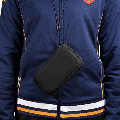 Neoprene Cell Phone Pouch Soft Elastic Shockproof Mobile Phone Case+Necklace Lanyard Crossbody Sleeve for iPhone 12 Pro Max XS, Samsung Galaxy Note 20 Ultra A51 A72 LG V50 V40 ThinQ (Black)