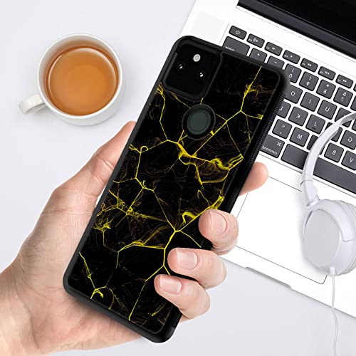 Goodsprout Compatible with iPhone 15 Plus Case,Black Yellow Marble Floor Amazing Pattern Design Shockproof Anti-Scratch Hard PC Back Case for iPhone 15 Plus