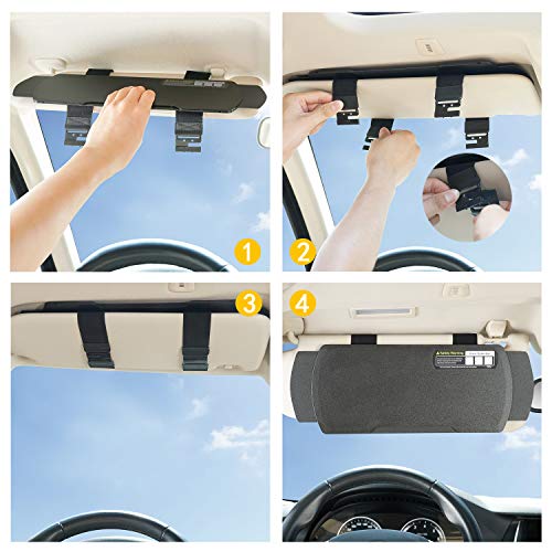 Car Visor Extender TFY Anti-Glare Sun Visor Extender Windshield and Side Window Sunshade and UV Rays Blocker (1 Piece) (Black)