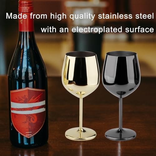 Arora Stainless Steel Wine Glass 18oz - Set of 2 Black - 3.6" D x 8.3" H (851036)