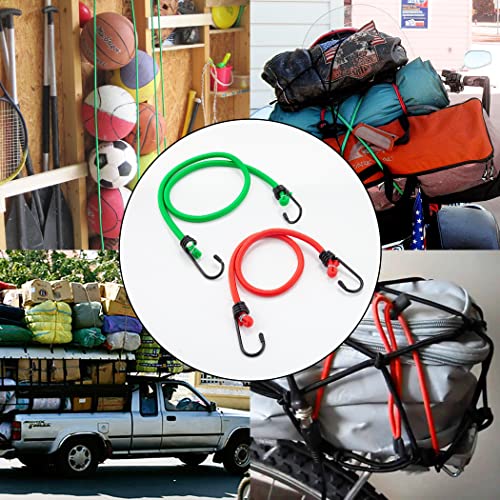 Cartman 8mm 16Pack Bungee Cords, 6pcs 32"& 10pcs 24" with Steel Hook