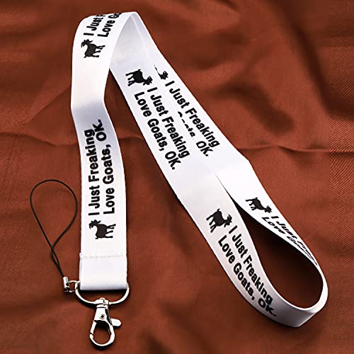 LQRI Goat Farmer Gifts Goat Lanyard ID Holder Keychain Clip I Just Freaking Love Goats OK Holder Funny Goats Lovers Gift Pet Goat Gift Crazy Goat Lady Gift(lanyard)