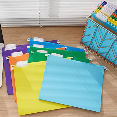 Y YOMA 25 Pack Colored Hanging File Folder Letter Size Decorative File Folder Pretty Reinforced Hanging Folder Organizer for Filing Cabinet Office Home with 1/5-Cut Adjustable Tabs, Assorted Color