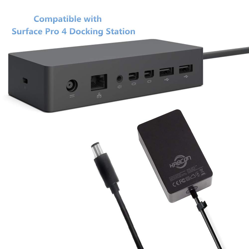 Surface Dock Charger,KABCON 90W 15V 6A Power Supply Compatible with Microsoft Surface Docking Station (PD9-00003)，Model 1749 Power Transformer Charger with 6.2Ft Power Cord with a Storage Pouch