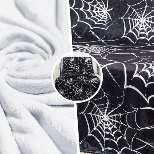 Artlunar Spider Web Throw Blanket Gothic Black Blanket Skeleton Blanket Witch Blanket for Skull Bedding Goth Bedding Haunted Mansion Couch Sofa Bed Chair Use, (Spider Web 50x60 Inch)