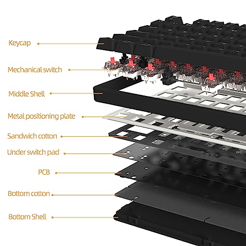 IROK FE87/104 Pro Wireless hot-swappable Gaming Keyboard, backlighting Mechanical Keyboard, Silenced Construction, Bluetooth/2.4G/Wired for Windows PC Gamers Black-Brown Switch