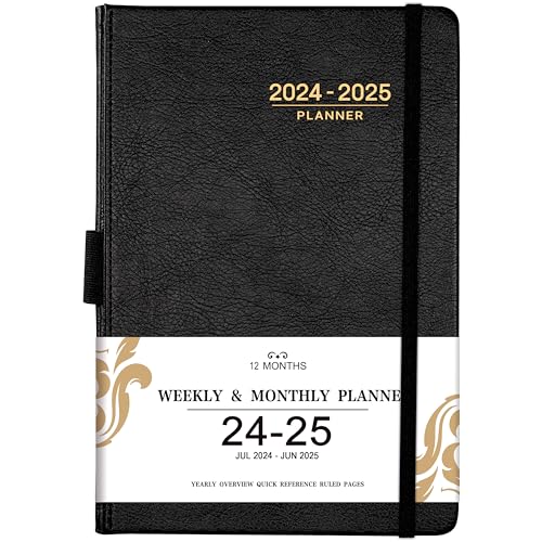 2024-2025 Planner - 2024-2025 Weekly Monthly Planner, July 2024 - June 2025, 5.85'' x 8.5'' Academic Planner 2024-2025 with Leather Cover, Pen Holder, Elastic Closure, 24 Ruled Pages