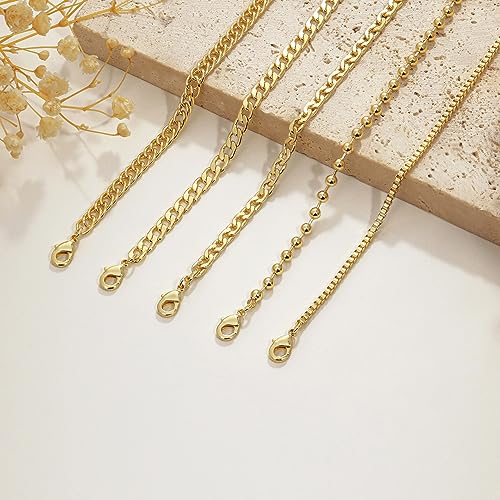 Gold Layered Bracelets Bracelets Set for Women 14K Gold Plated Dainty Link Chain Bracelet Stackable Jewelry Gifts for Women