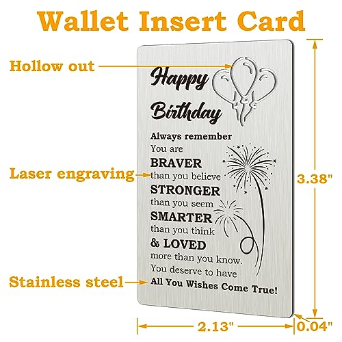 CINRLLA Engraved Wallet Card Birthday Gifts for Men, Happy Birthday Card for Him Her, Birthday Card Gifts for Boys Girls, WCB01