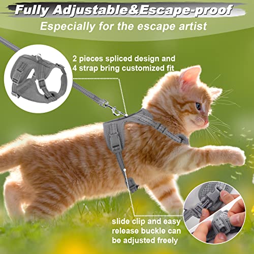 Supet Cat Harness and Leash Set for Small to Large Cats Adjustable Cat Vest Harness with Reflective Trim Universal Cat Leash and Harness for Cats/Puppies