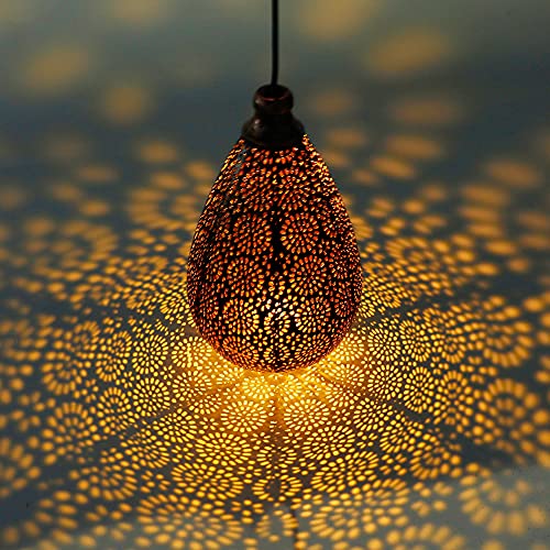 Solar Outdoor Lanterns - Set of 2 Hanging Lights, Fairy Solar Garden Party Decorative Lantern, Hexagon Lamps for Front Porch, Patio and Yard Outdoor Solar Lanterns Waterproof Hanging Garden Decor