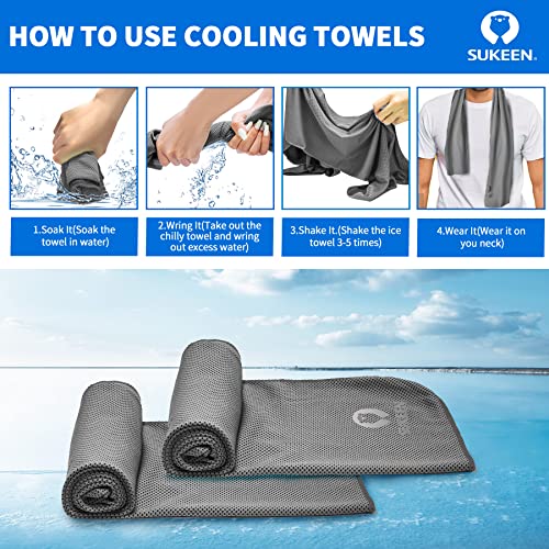 Sukeen 12pack Cooling Towel (40"x12") Bulk Ice Towel,Soft Breathable Chilly Towel,Microfiber Towel for Yoga,Sport,Running,Gym,Workout,Camping,Fitness,Workout & More Activities