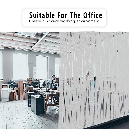 Finnez Window Film Privacy and Light Protection Sticker Film Frosted Look Static Cling for Home Office (11.8'' x 78.7'' Irregular Stripe)