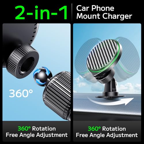 Qifutan for 15W Magsafe Car Charger Fast Charging Automotive Ultra Magnetic Car Phone Holder Dashboard Vent Wireless Car Charger Fits for iPhone 15 14 13 12 Pro Max Android Smartphone