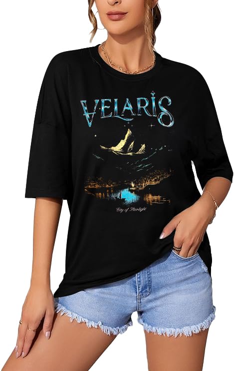 Vintage Book Tshirt The Night Court Shirts Women City of Starlight T-Shirt Book Lover Gift Short Sleeve Tees Black