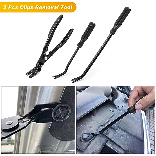 GOOACC 19Pcs Trim Removal Tool Set Panel Fastener Clips Removal Automotive Plastic Upholstery Pliers Removal Install Removal Car Tool with Storage Bag for Trim Panel Audio Clip Pliers Terminal-Black