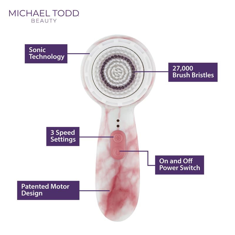 Michael Todd Beauty Soniclear Allure 2024 Best of Beauty Winner Facial Cleansing + Exfoliation Brush System with 3 speeds, Serum Infusion Head + Travel Case