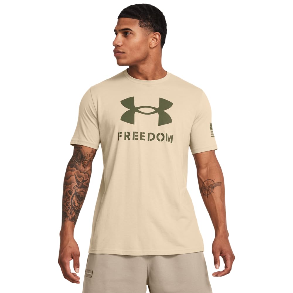 Under Armour Men's Freedom Graphic Short Sleeve T-Shirt, (290) Desert Sand/Marine OD Green/Logo, X-Large