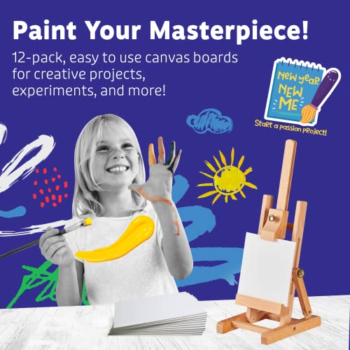 Artlicious Canvases for Painting - Pack of 12, 12 x 16 Inch Blank White Canvas Boards - 100% Cotton Art Panels for Oil, Acrylic & Watercolor Paint
