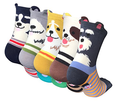 Chalier 5 Pairs Womens Cute Animal Socks Colorful Funny Casual Cotton Crew Socks, Style 05, One Size