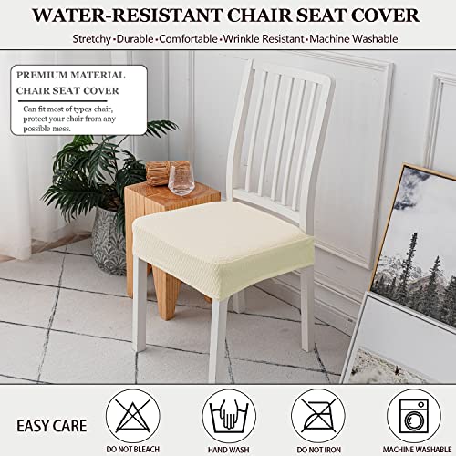 LANSHENG Stretch Chair Seat Covers Waterproof Seat Covers for Dining Room Chairs, Jacquard Reamovable Washable Kitchen Chair Slipcovers Protector, Dining Seat Covers Set of 6, Wine Red